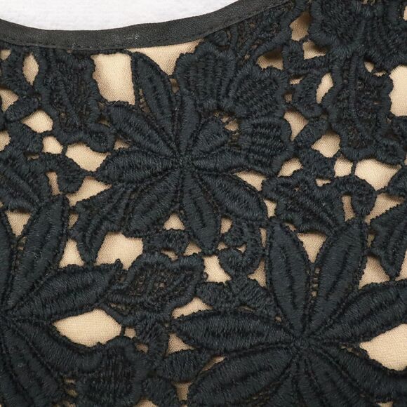 Talbots Top Petites 6P Black Lace Beige Lining Side Zip Blouse Dark Romantic - Picture 12 of 14